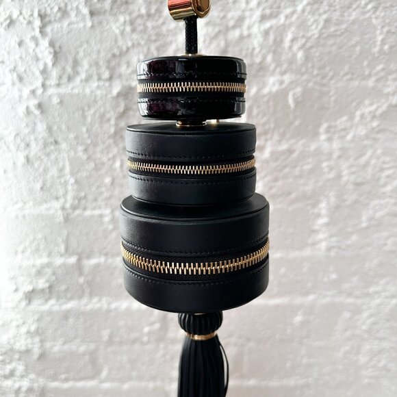 RICHARD MILLE Leather Travel Watch Case Jewelry Watch Roll Black Gold Strap Cord - Picture 2 of 16